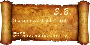 Steigervald Bálint névjegykártya